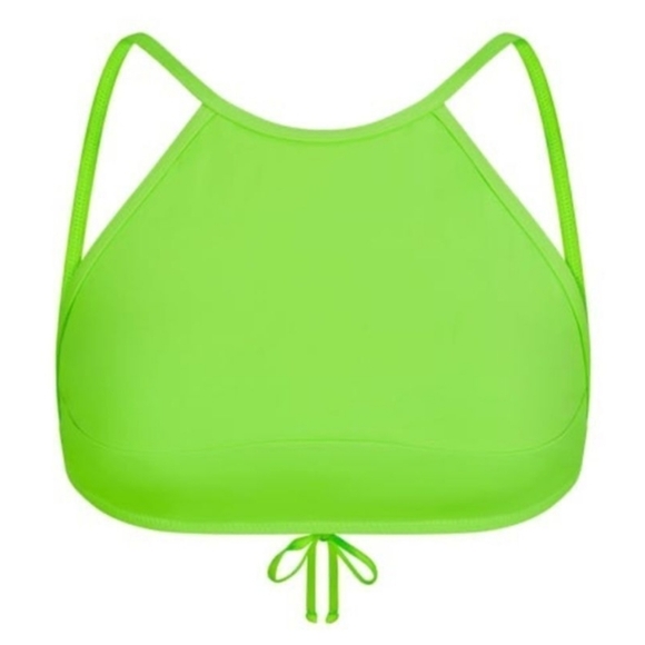 Skims NWT Recycled Swim High Neck Top in Neon Green Size Medium - Picture 2 of 5